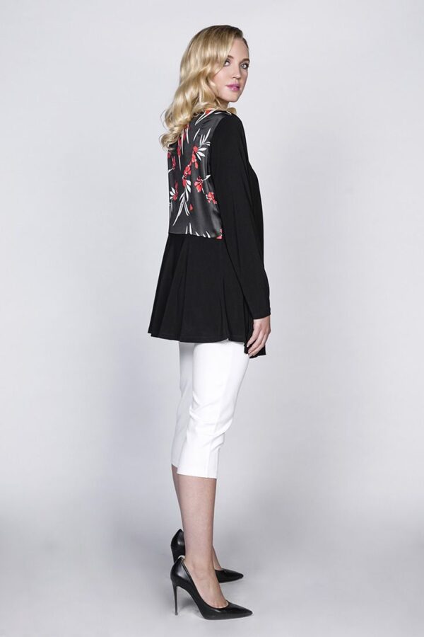 Black with red print on back